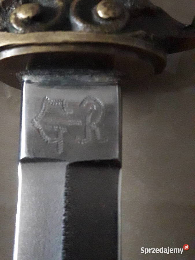 Antyczny mosiężny sztylet sygnowany UNIKAT