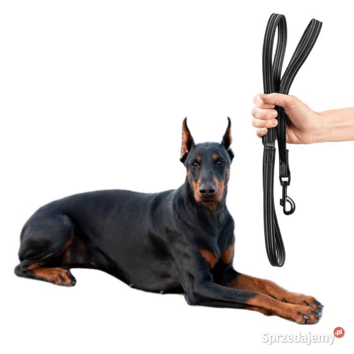 Długa mocna smycz treningowa duży pies czarna 7m antypoślizg