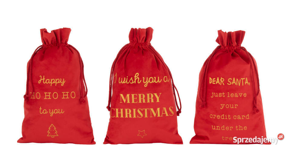Worek świąteczny na zabawki prezenty 49 aksamit odcienie czerwieni Kanie