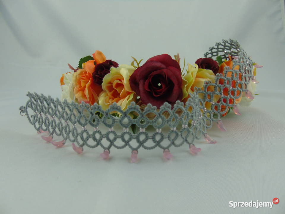 Obróżka choker na szyję frywolitkowy małopolskie Wiśniowa