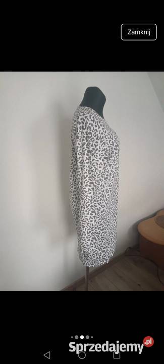 Sukienka panterka cętki bawełna elegancka 2YK biały Krosno