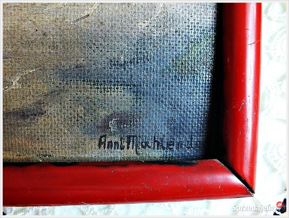 Stary obraz olejny na płótnie Sygnowany Anni Malarstwo lubuskie