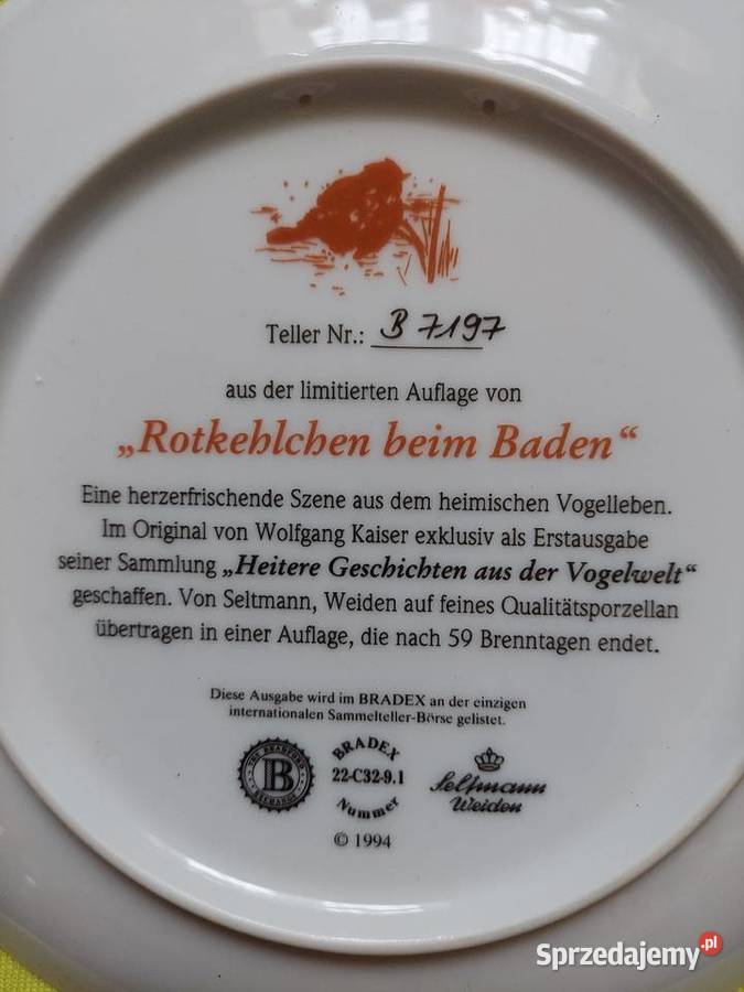 Talerz kolekcjonerski Seltman Weiden sikorki z lubelskie Chełm