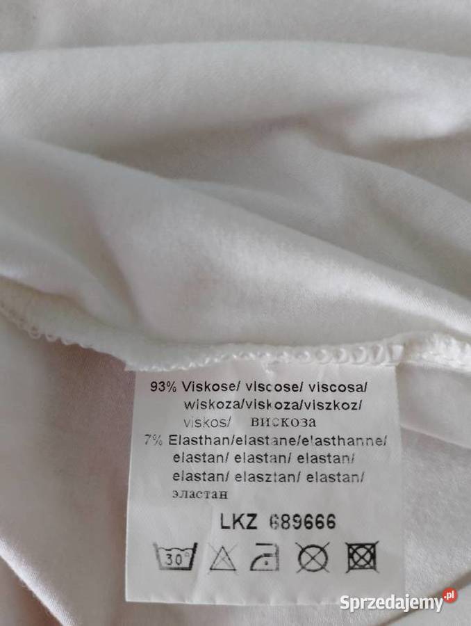 BLUZECZKA biała z czarnym kołnierzykiem bluzka Złotniki