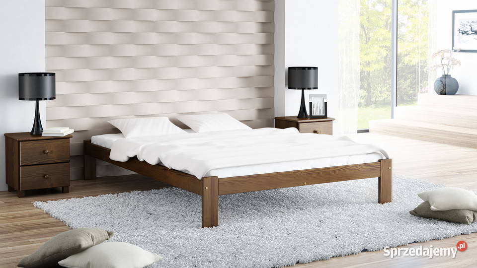 Łóżko drewniane sosnowe Irys kolor orzech 120x200