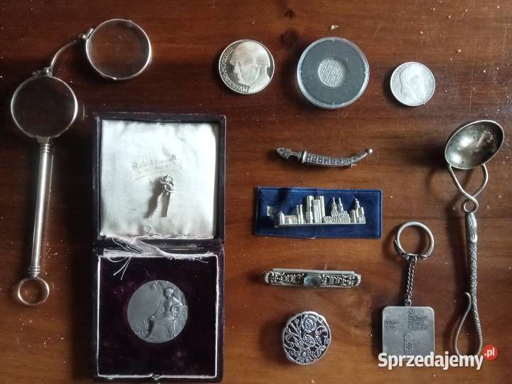 Biżuteria srebro Ag broszka medal monety Grójec sprzedam