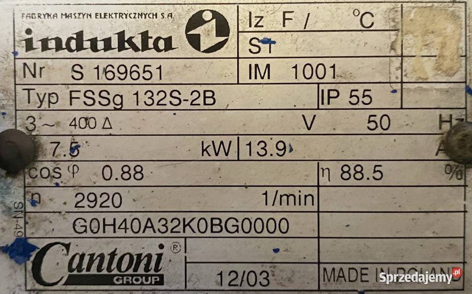 silnik elektryczny 75kW 2920obr 3fazowy INDUKTA Pigża sprzedam