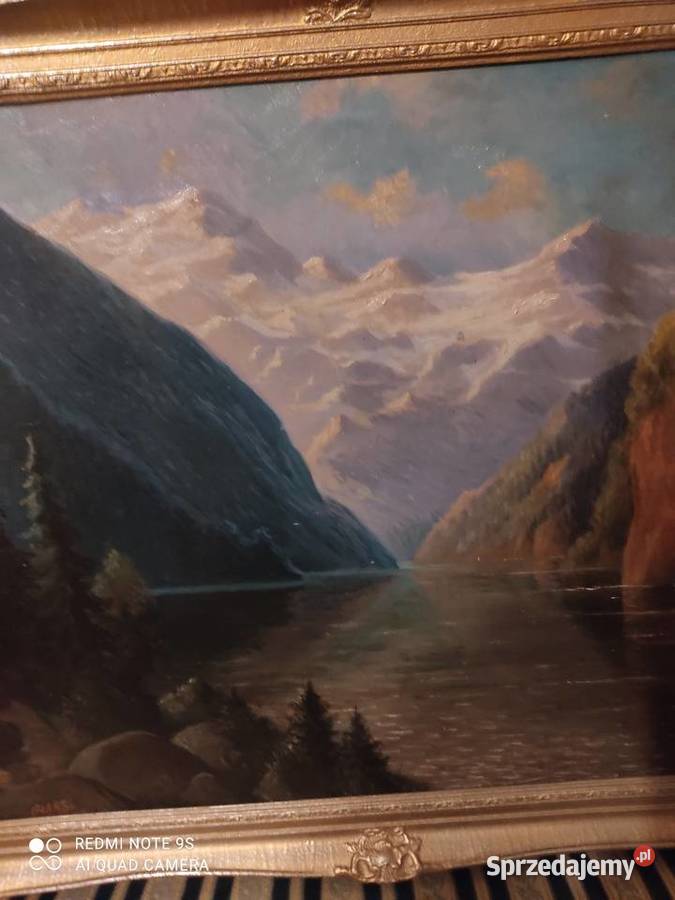 Obraz w złotej ramie sygnowany malowany na Sopot