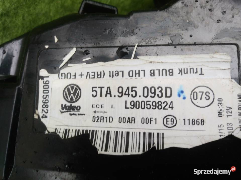 VW Touran III 5TA945093D lewa tył klapa zachodniopomorskie Dębno