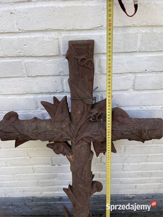 Pałacowy komplet krzyż kandelabr żeliwo 100 Bystrzyca Kłodzka