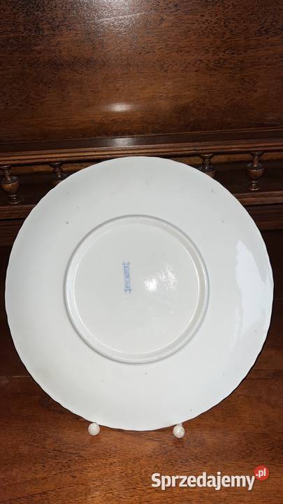 Patera biała porcelana niebieski dekor Syg Gdańsk