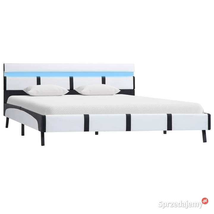 Rama łóżka z LED biała sztuczna skóra 140 x 200 Warszawa