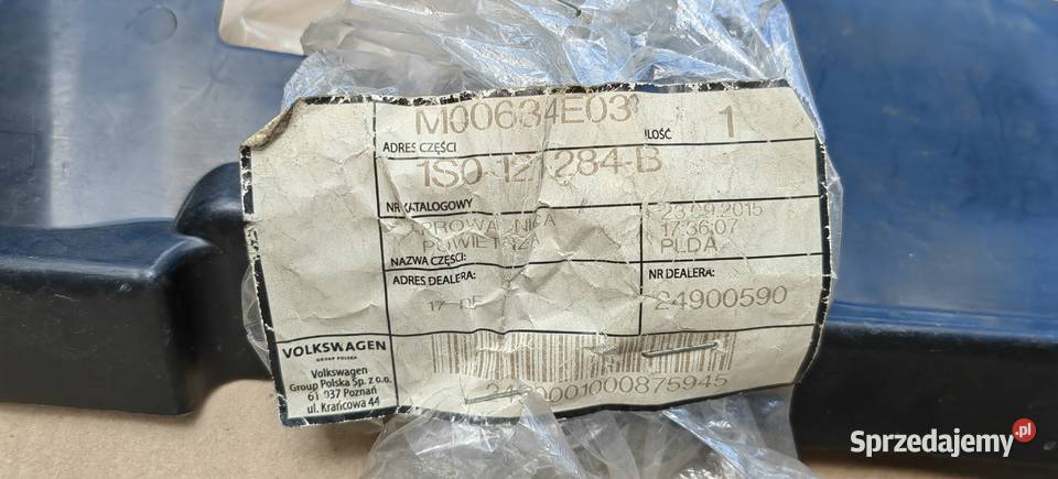 1S0121284B VW UP KIEROWNICA POWIETRZA PRAWA osobowe małopolskie Rożnów