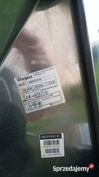 Okap kuchenny Whirpool AKR679 srebrny Inox Rybarzowice sprzedam