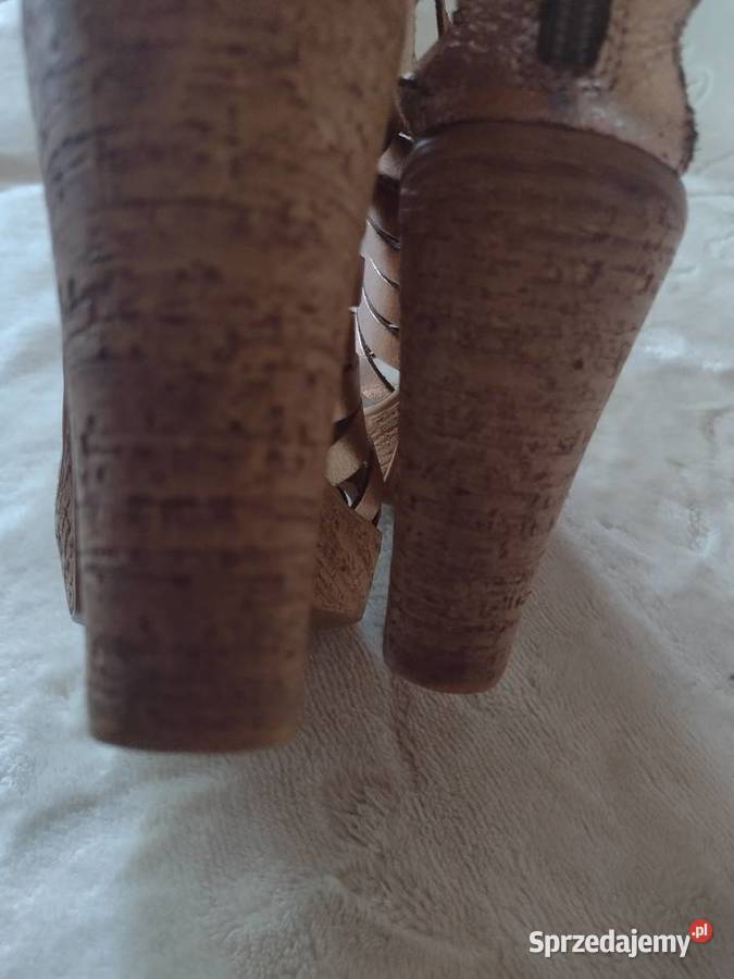 38 Włoskie skórzane sandałki koturny letnie Kraków