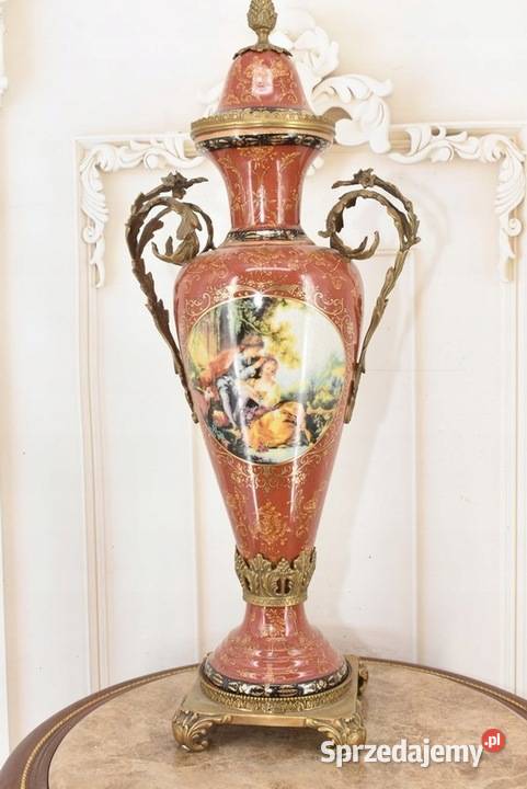 Porcelanowa Czerwona Waza Amfora Porcelana Brąz małopolskie Kraków