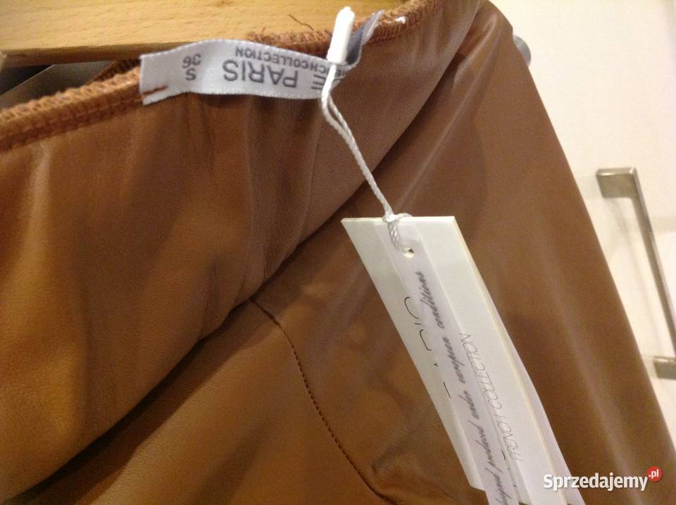 Legginsy skórzane damskie Camelowe S Nowe Nowa Sól