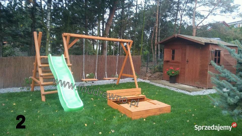 Huśtawka Ogrodowa Drewniana Dziecięca Plac zabaw drewno Huśtawki Jarocin