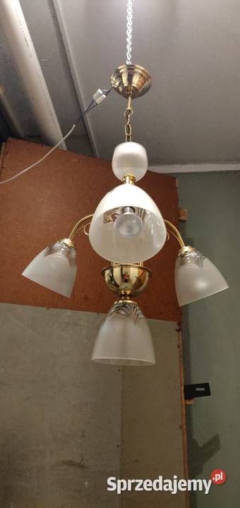 Piękny żyrandol 3 sekcje klosz szkło Warszawa sprzedam