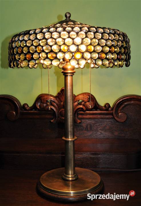 Piękna stara lampa klosz z kaboszonów Wysoka