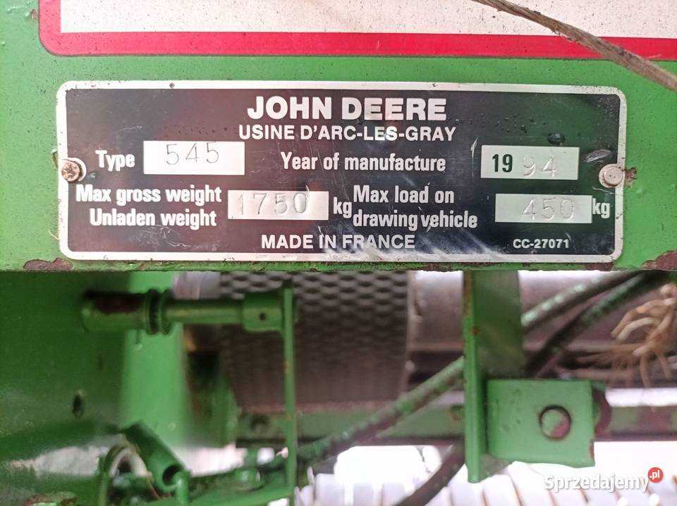 Prasa John Deere 545 Prasy i owijarki