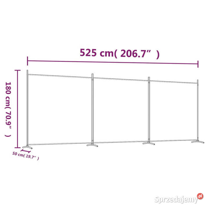 Parawan 3panelowy biały 525x180 tkanina WM350278 Warszawa