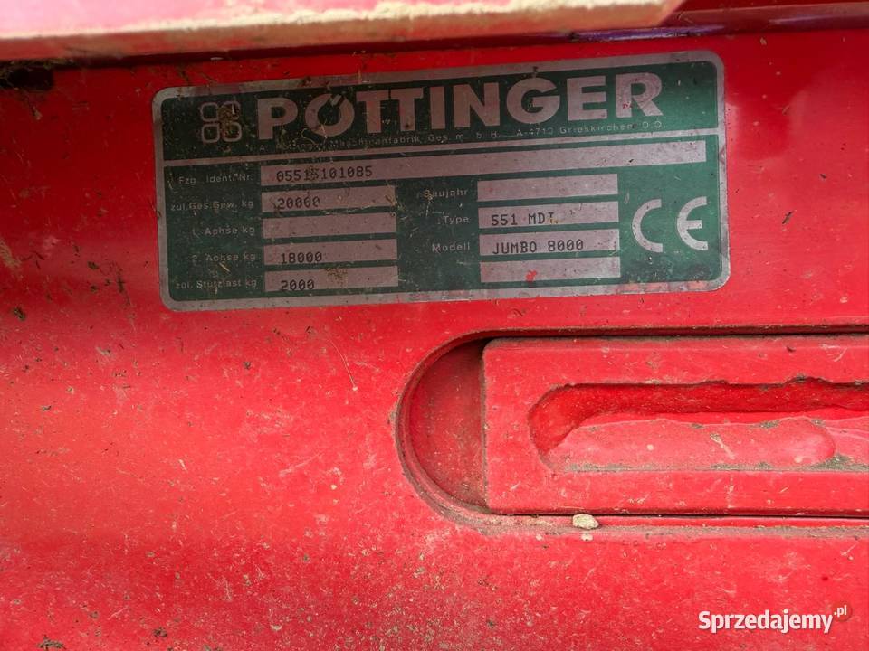 Przyczepa samozbierąjca Pottinger Jumbo 8000 dolnośląskie Nowa Ruda