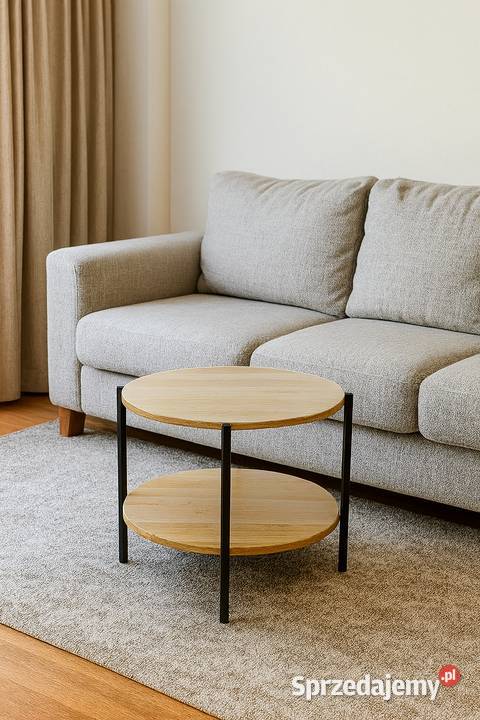 Stolik Kawowy Okrągły Piętrowy LOFT Ława 100 70cm Olsztyn