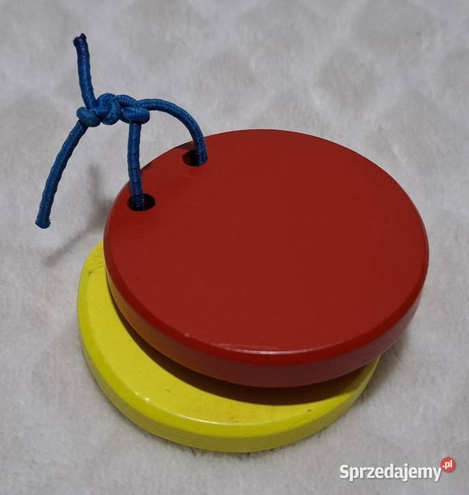 Kastaniety drewniane czerwono żółte 1 Zabawka Czeladź