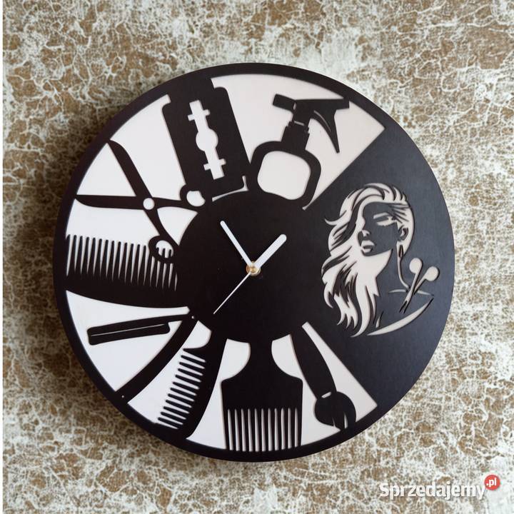 Duży zegar fryzjerski 40 z personalizacją barber Dom i Ogród