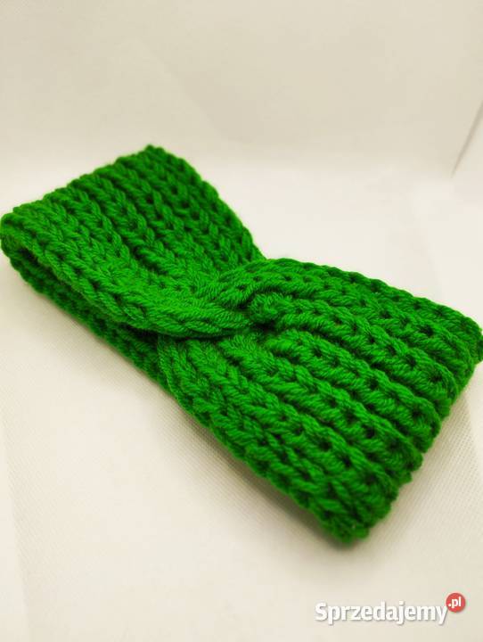 Damska zielona ciepła opaska turban handmade Nakrycia głowy Galanteria i dodatki Olsztyn