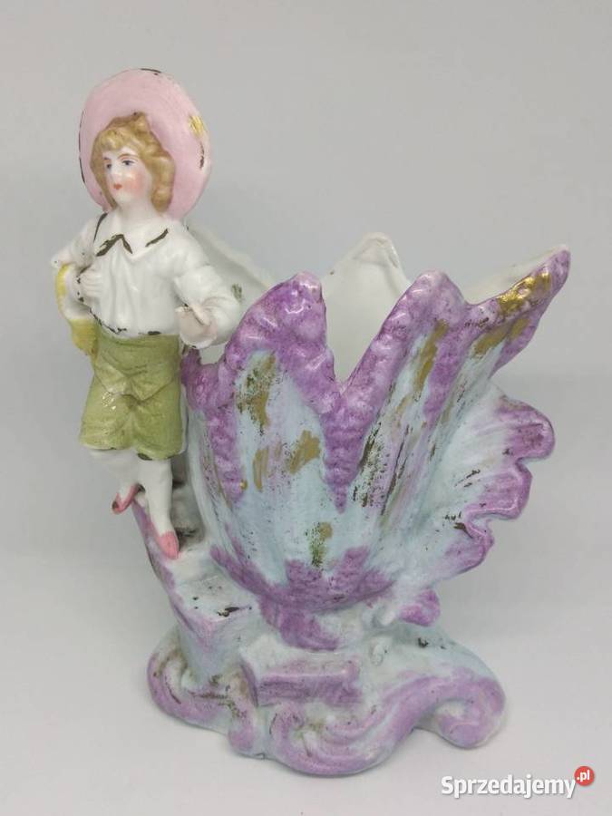 Biskwitowy wazonik figuralny Porcelana i szkło