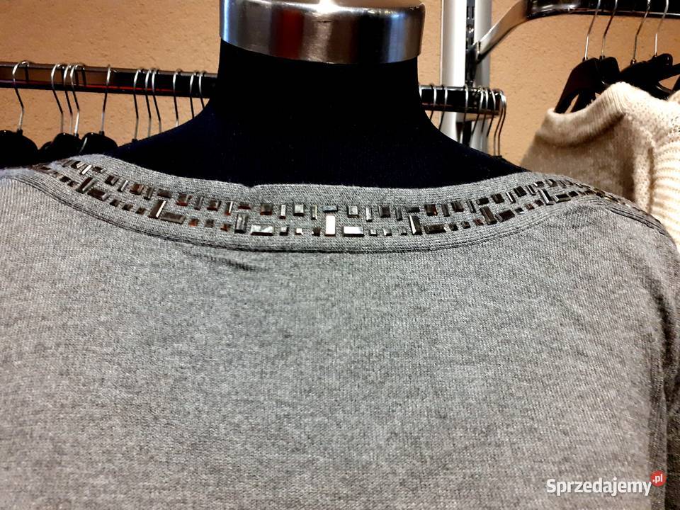 Sweter damski szary zdobiony pomorskie Kartuzy