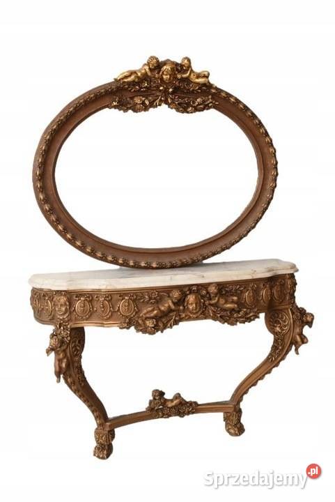 Drewniana Konsola Pod Ścianę Z Okrągłym Lustrem Kraków sprzedam