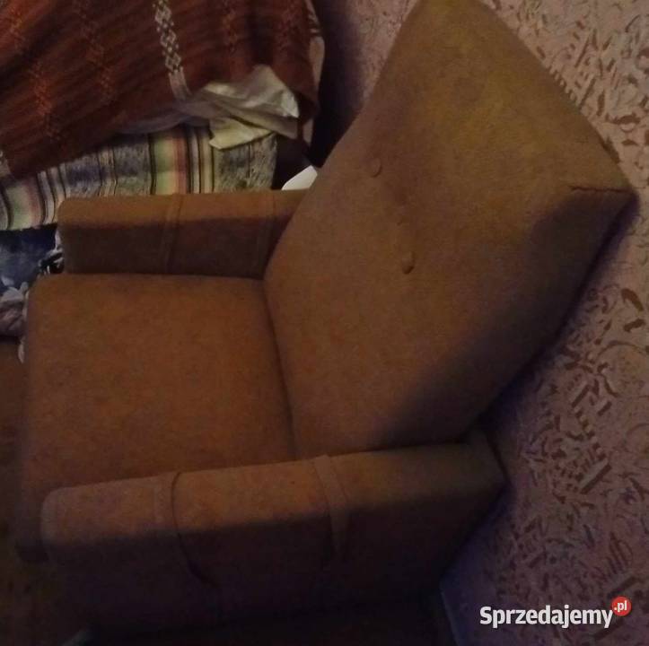 Fotel na kółkach fotele PRL materiałowy wzór Łódź