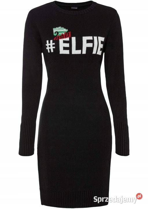 Świąteczny sweter czarna dzianinowa sukienka długi Warszawa