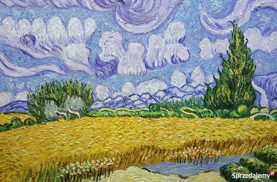 Uroczy obraz grubo namalowany Pole pszenicy V Malarstwo Warszawa
