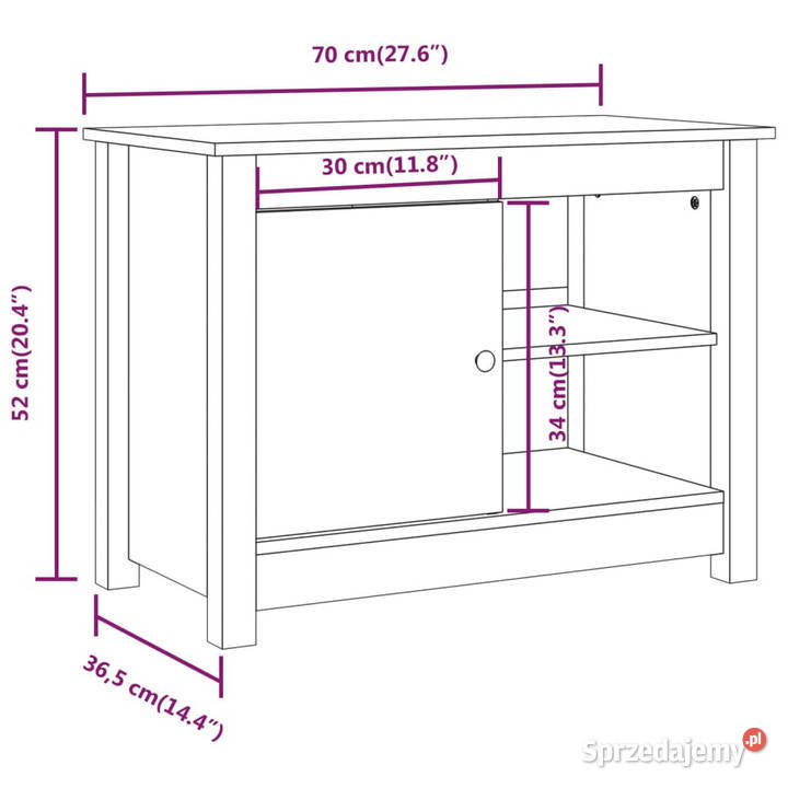 Szafka pod TV miodowy brąz 70x365x52 lite drewno