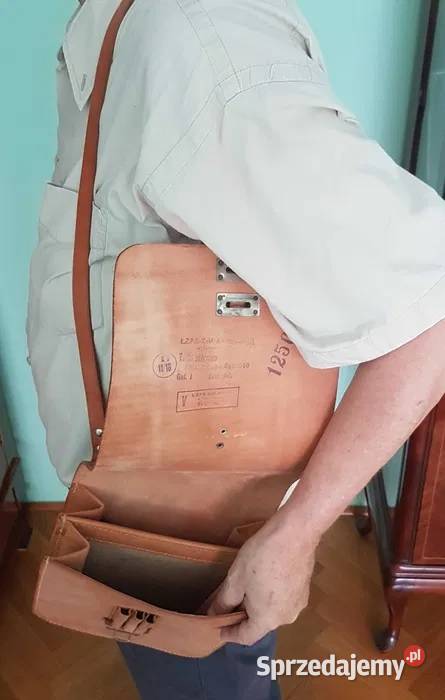 Skórzana torba myśliwska PRL raportówka Warszawa