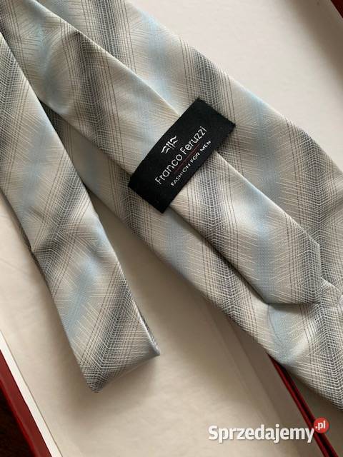 Krawat szarobłękitny Franco Feruzzi w paski Częstochowa