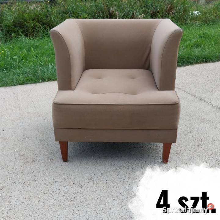 Fotel Wypoczynkowy w Kolorze Beżowym zestaw 4 mazowieckie Kazuń Polski