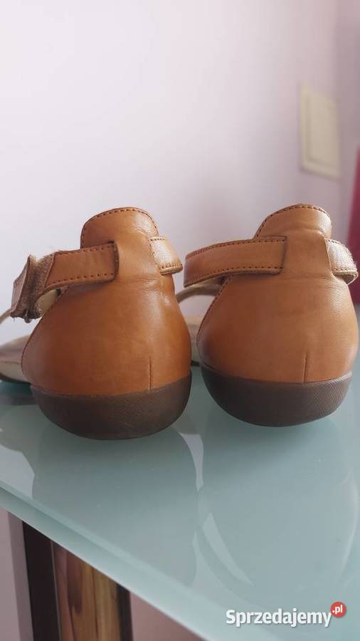 MARKOWE Sandały SKÓRA NATURALNA ZAPINANE NA RZEP sprzedam