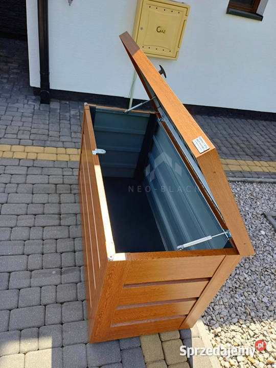 Skrzynia ogrodowa metalowa kufer 150x60x70 złoty Łańcut