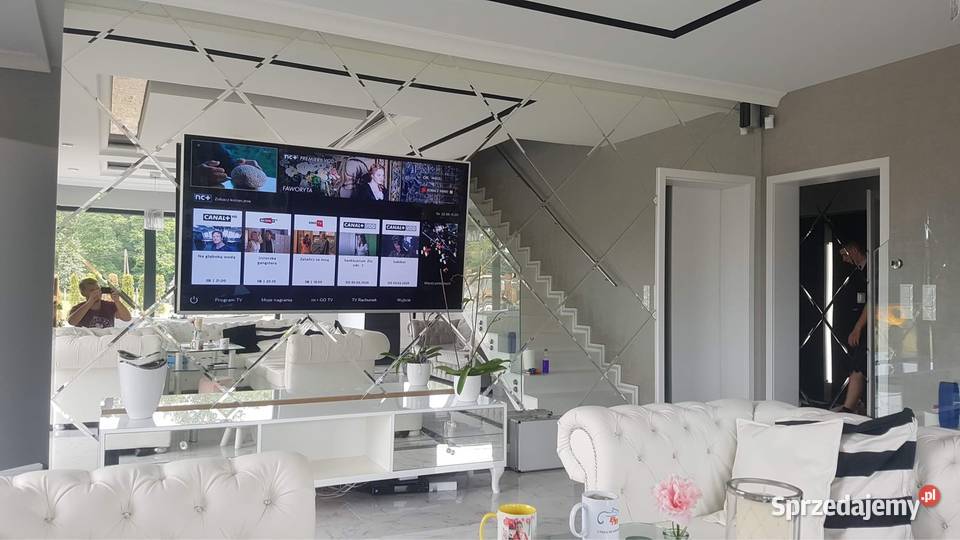 Komoda RTV biała glamour noga Ludwik gałka chrom Kępno