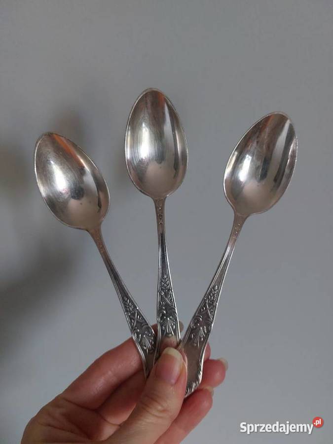 3 łyżeczki Hefra MET60 posrebrzane wzór romański wielkopolskie Poznań
