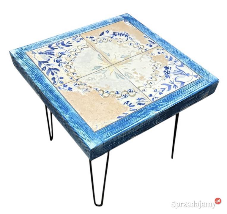 Stolik kawowy z drewna i płytek ceramicznych Szczecin