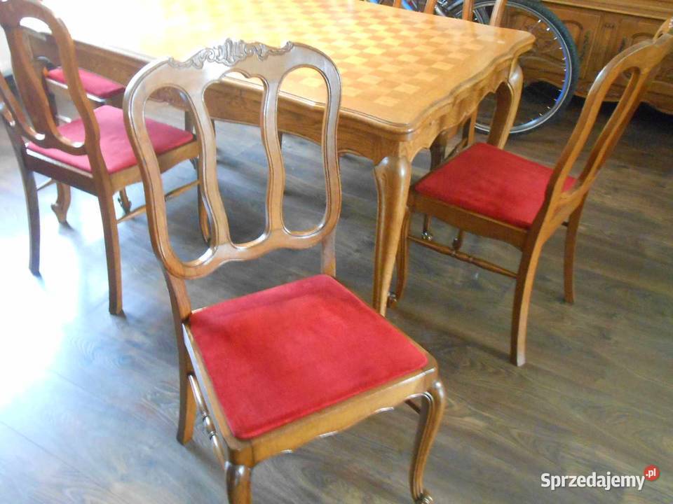 Stół dębowy rozkładany 6 krzeseł Przeźmierowo