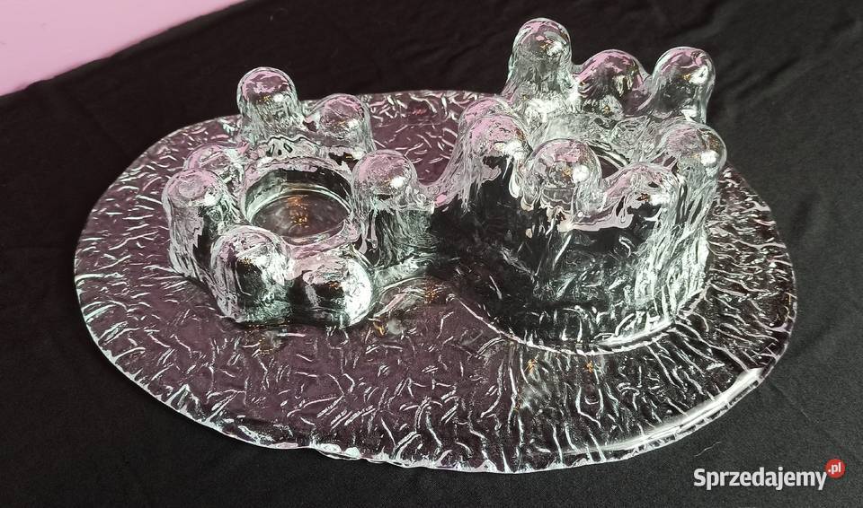 Finlandia szkło artystyczne MUURLA świecznik przezroczysty Wyposażenie wnętrz