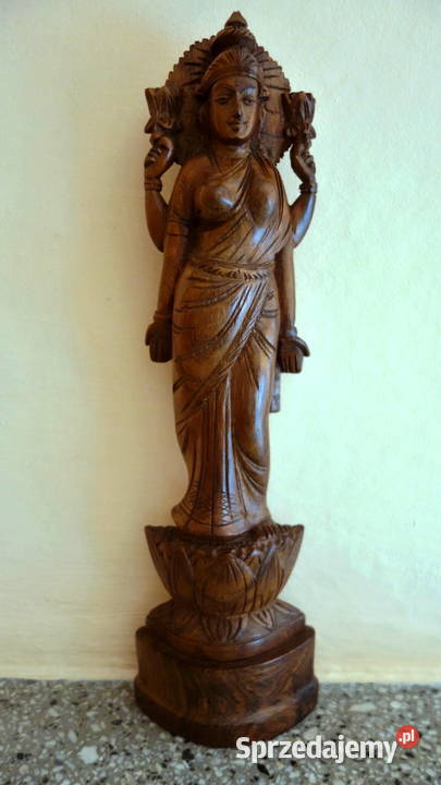 Figurka z drewna hinduskiej bogini Lakszmi Rękodzieło Kraków