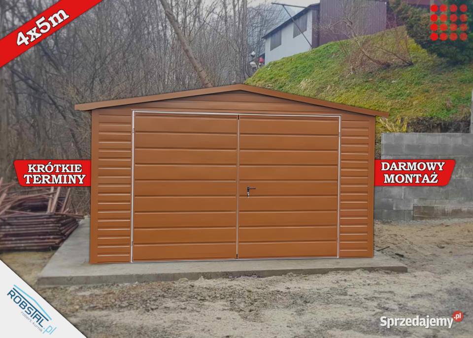 Garaż Blaszany Drewnopodobny 4x6m Nieruchomości łódzkie Pabianice